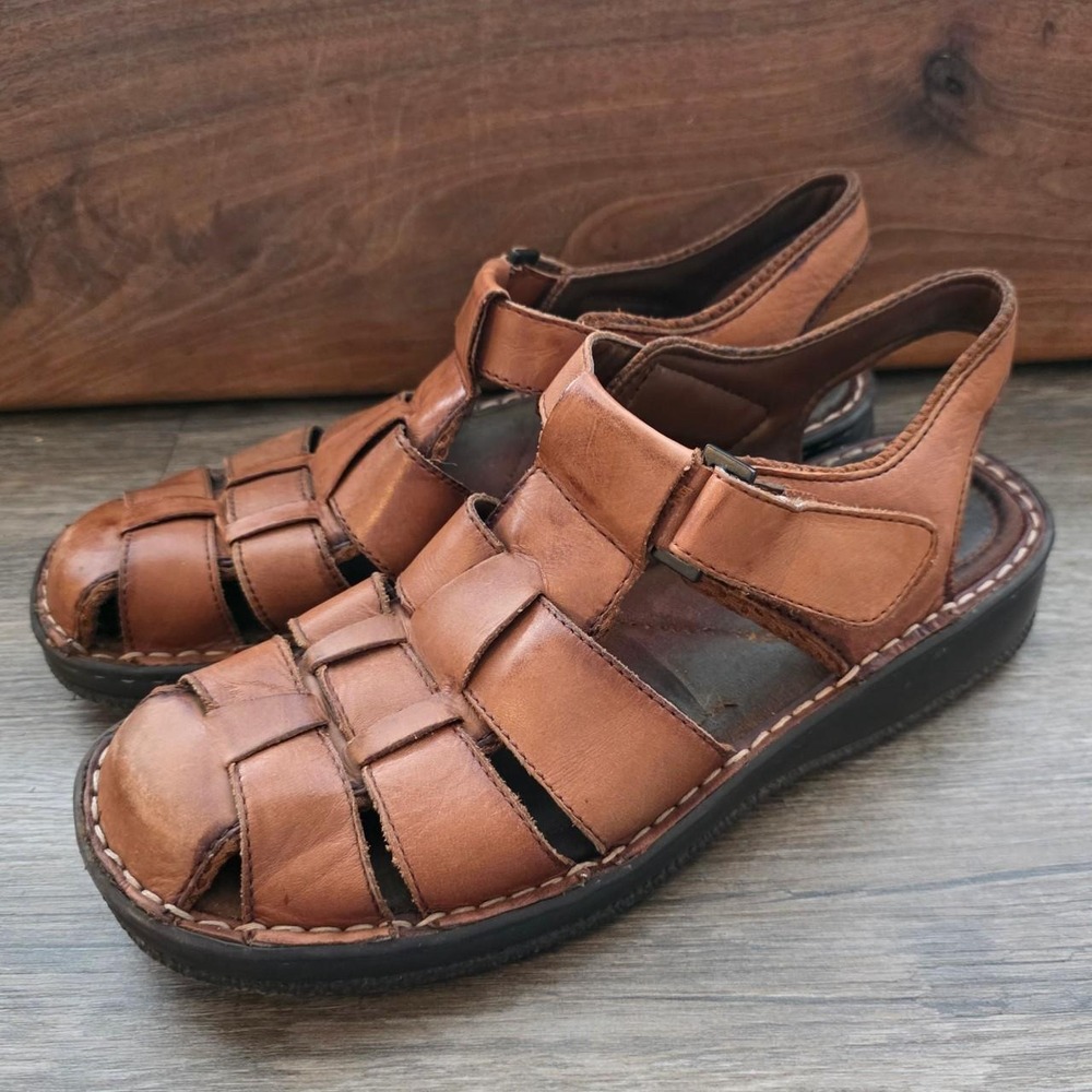 Eurostep Breckenridge Brown Leather Fisherman Sandals Mens 9.5 M 40760-0 Y2K